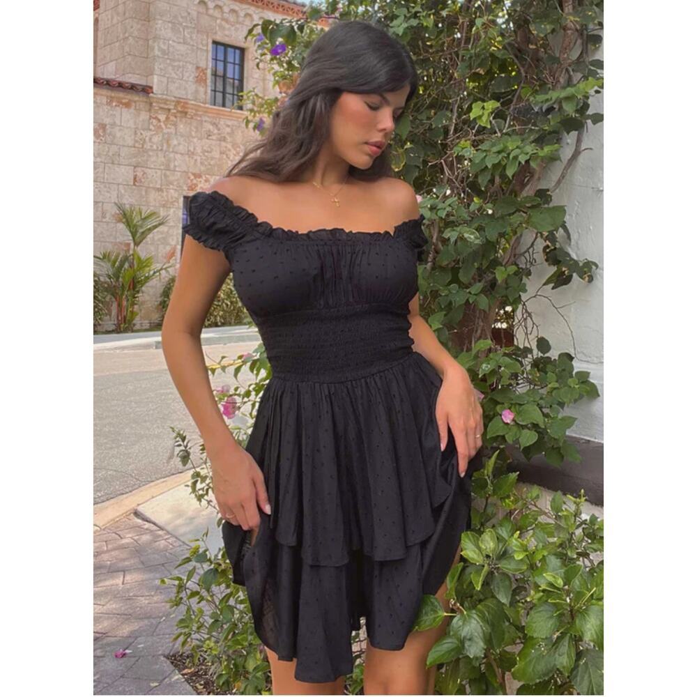 Princess Polly sz 8 black ruffle cottage boho romper NWOT